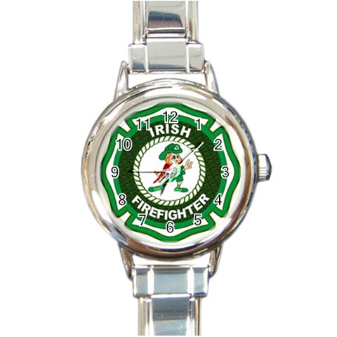 Irish Firefighter Round Italian Charm Watch from ArtsNow.com Front