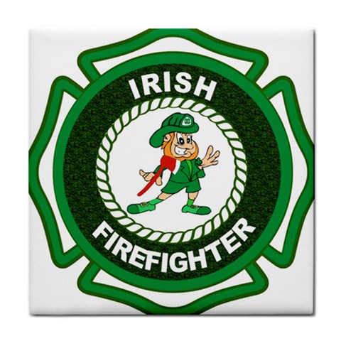 Irish Firefighter Tile Coaster from ArtsNow.com Front