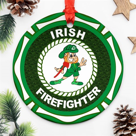 Irish Firefighter Ornament (Round) from ArtsNow.com Front