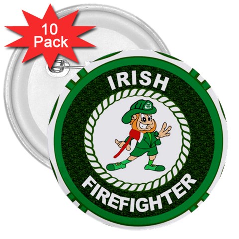 Irish Firefighter 3  Button (10 pack) from ArtsNow.com Front