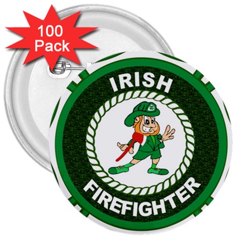 Irish Firefighter 3  Button (100 pack) from ArtsNow.com Front