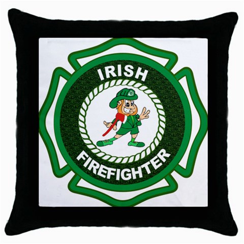 Irish Firefighter Throw Pillow Case (Black) from ArtsNow.com Front