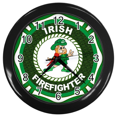 Irish Firefighter Wall Clock (Black) from ArtsNow.com Front