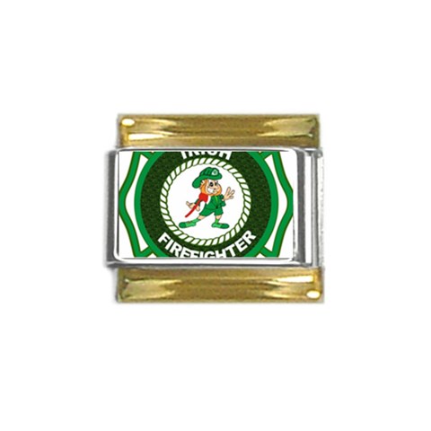 Irish Firefighter Gold Trim Italian Charm (9mm) from ArtsNow.com Front