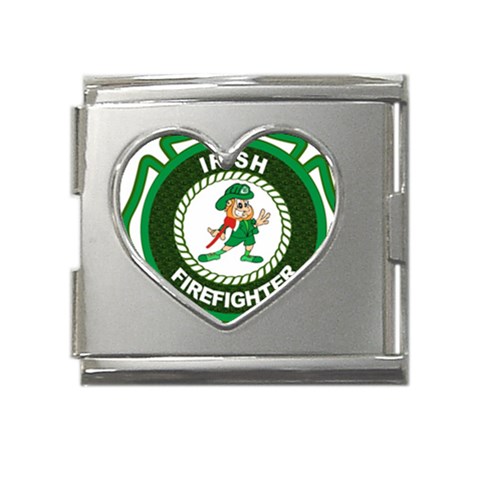 Irish Firefighter Mega Link Heart Italian Charm (18mm) from ArtsNow.com Front