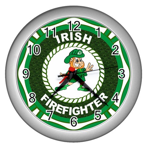 Irish Firefighter Wall Clock (Silver) from ArtsNow.com Front