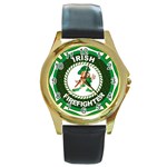 Irish Firefighter Round Gold Metal Watch