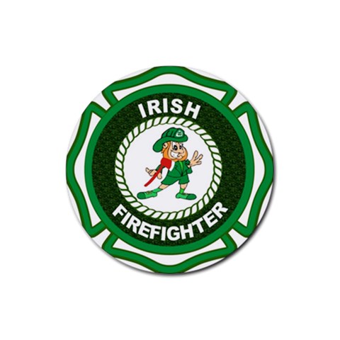 Irish Firefighter Rubber Coaster (Round) from ArtsNow.com Front