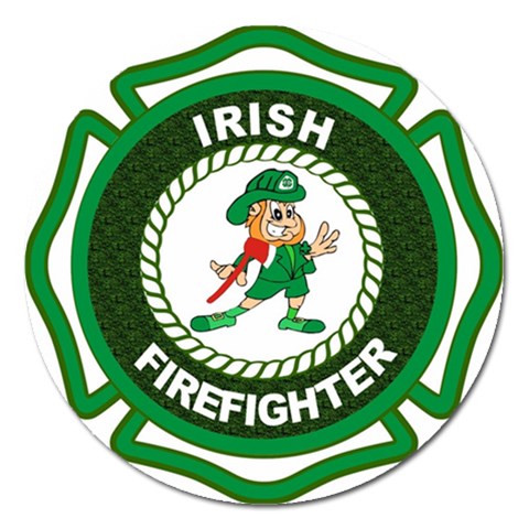 Irish Firefighter Magnet 5  (Round) from ArtsNow.com Front