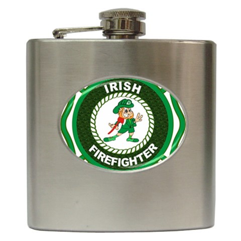 Irish Firefighter Hip Flask (6 oz) from ArtsNow.com Front