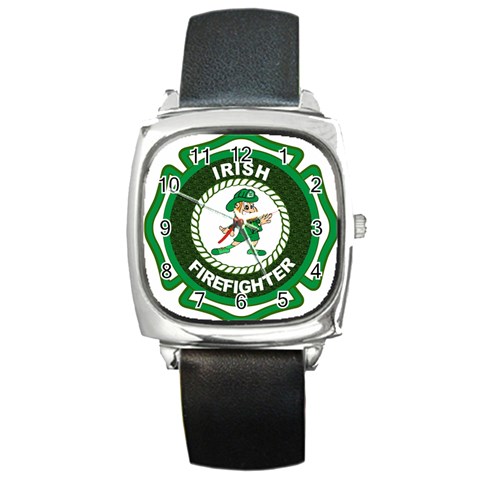 Irish Firefighter Square Metal Watch from ArtsNow.com Front