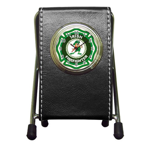 Irish Firefighter Pen Holder Desk Clock from ArtsNow.com Front