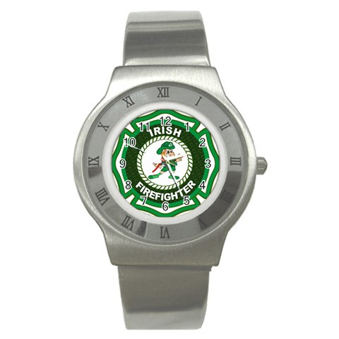 Irish Firefighter Stainless Steel Watch from ArtsNow.com Front