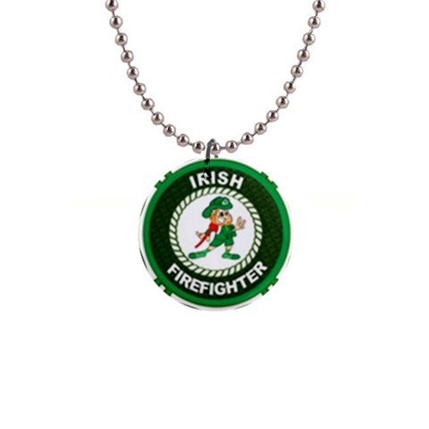 Irish Firefighter 1  Button Necklace from ArtsNow.com Front