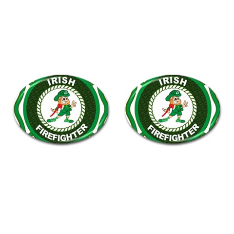 Irish Firefighter Cufflinks (Oval) from ArtsNow.com Front(Pair)