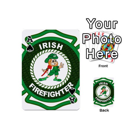 Ace Irish Firefighter Playing Cards 54 (Mini) from ArtsNow.com Front - SpadeA