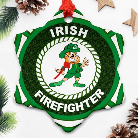 Irish Firefighter Snowflake Ornament (Two Sides) from ArtsNow.com Front