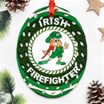 Irish Firefighter Oval Filigree Ornament (Two Sides)