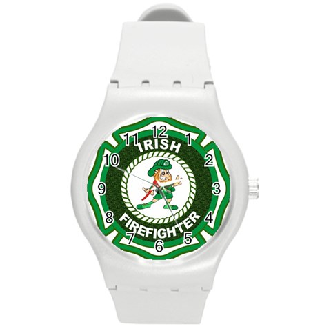 Irish Firefighter Round Plastic Sport Watch (M) from ArtsNow.com Front