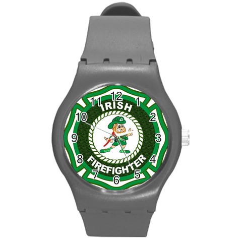 Irish Firefighter Round Plastic Sport Watch (M) from ArtsNow.com Front