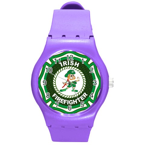 Irish Firefighter Round Plastic Sport Watch (M) from ArtsNow.com Front