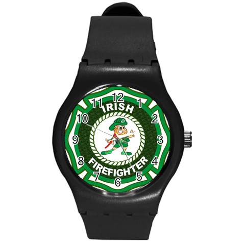 Irish Firefighter Round Plastic Sport Watch (M) from ArtsNow.com Front