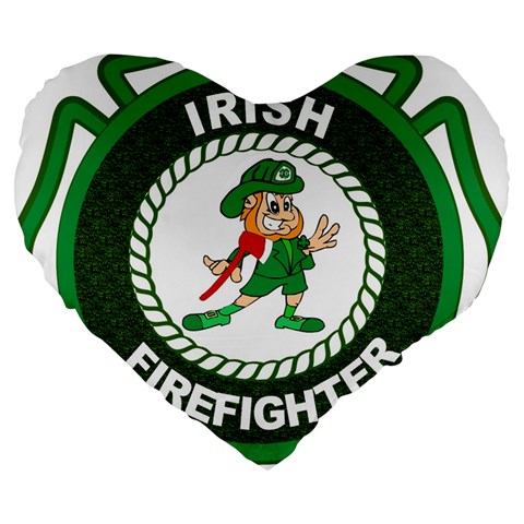 Irish Firefighter Large 19  Premium Heart Shape Cushion from ArtsNow.com Front