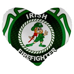 Irish Firefighter Large 19  Premium Heart Shape Cushion from ArtsNow.com Front