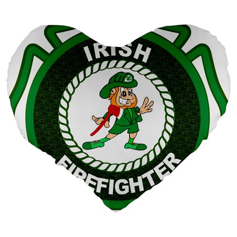 Irish Firefighter Large 19  Premium Heart Shape Cushion from ArtsNow.com Back