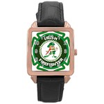 Irish Firefighter Rose Gold Leather Watch 