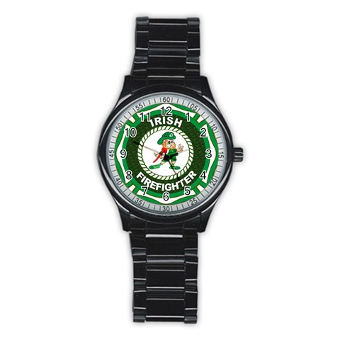 Irish Firefighter Stainless Steel Round Watch from ArtsNow.com Front