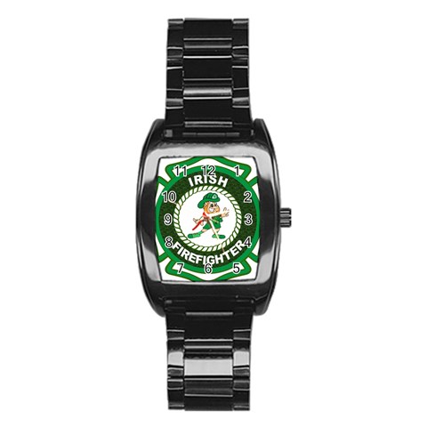 Irish Firefighter Stainless Steel Barrel Watch from ArtsNow.com Front