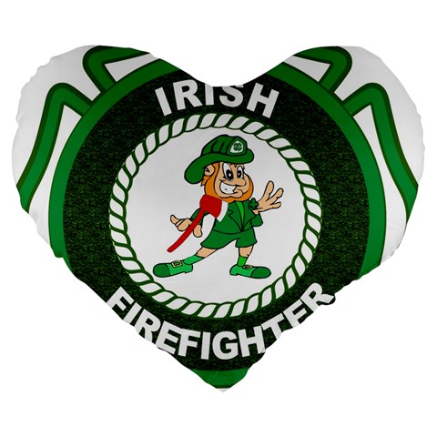 Irish Firefighter Large 19  Premium Flano Heart Shape Cushion from ArtsNow.com Front