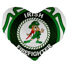 Irish Firefighter Large 19  Premium Flano Heart Shape Cushion from ArtsNow.com Front