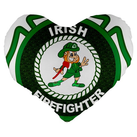 Irish Firefighter Large 19  Premium Flano Heart Shape Cushion from ArtsNow.com Back