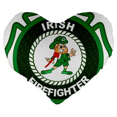 Irish Firefighter Large 19  Premium Flano Heart Shape Cushion from ArtsNow.com Back