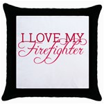 I Love My Firefighter Throw Pillow Case (Black)