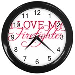 I Love My Firefighter Wall Clock (Black)