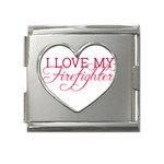 I Love My Firefighter Mega Link Heart Italian Charm (18mm)