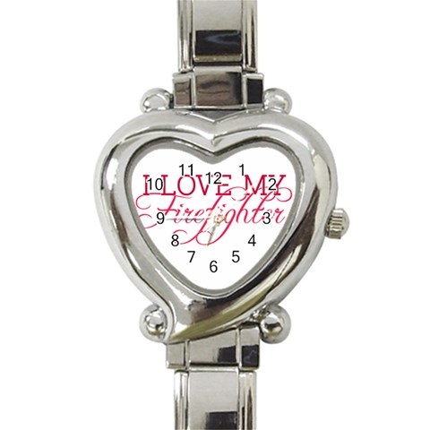 I Love My Firefighter Heart Italian Charm Watch from ArtsNow.com Front