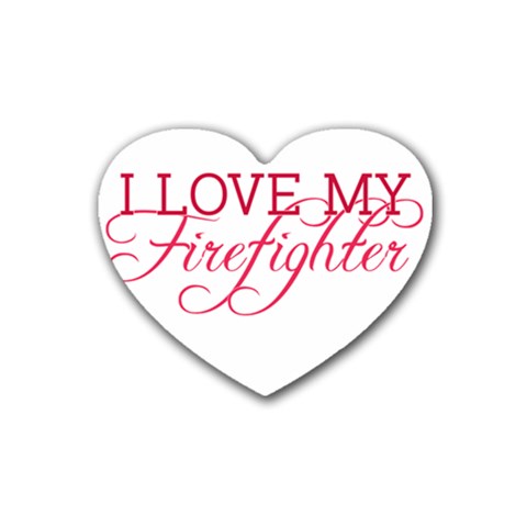 I Love My Firefighter Rubber Heart Coaster (4 pack) from ArtsNow.com Front