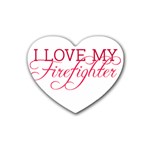 I Love My Firefighter Rubber Heart Coaster (4 pack)