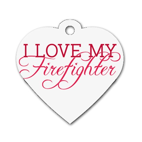 I Love My Firefighter Dog Tag Heart (One Side) from ArtsNow.com Front