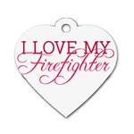 I Love My Firefighter Dog Tag Heart (One Side)