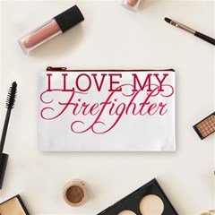 I Love My Firefighter Cosmetic Bag (Small) from ArtsNow.com Front