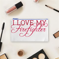 I Love My Firefighter Cosmetic Bag (Small) from ArtsNow.com Front