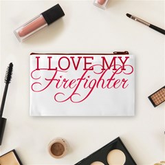 I Love My Firefighter Cosmetic Bag (Small) from ArtsNow.com Back