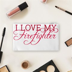 I Love My Firefighter Cosmetic Bag (Small) from ArtsNow.com Back