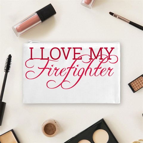 I Love My Firefighter Cosmetic Bag (Medium) from ArtsNow.com Front