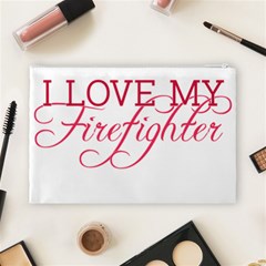 I Love My Firefighter Cosmetic Bag (Large) from ArtsNow.com Back